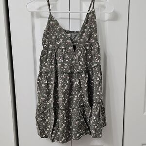Aeropostale Floral Mini Dress - Olive and White